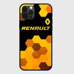 Чехол для iPhone 12 Pro Renault - gold gradient: символ сверху, цвет: 3D-черный