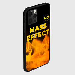 Чехол для iPhone 12 Pro Mass Effect - gold gradient: символ сверху, цвет: 3D-черный — фото 2