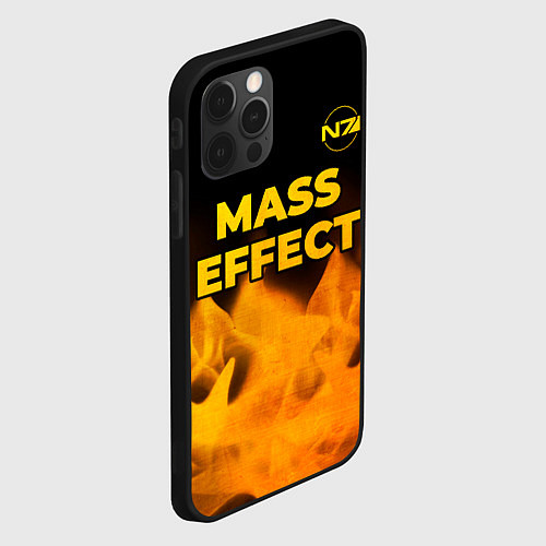 Чехол iPhone 12 Pro Mass Effect - gold gradient: символ сверху / 3D-Черный – фото 2