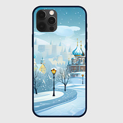 Чехол для iPhone 12 Pro Новогодний город России, цвет: 3D-черный