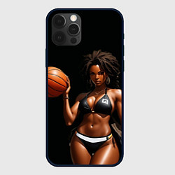 Чехол для iPhone 12 Pro Девушка с баскетбольным мячом, цвет: 3D-черный