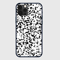 Чехол для iPhone 12 Pro Пятнистый чёрно-белый паттерн, цвет: 3D-черный