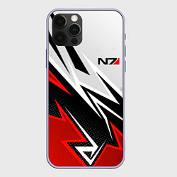 Чехол для iPhone 12 Pro N7 mass effect - white and red, цвет: 3D-светло-сиреневый