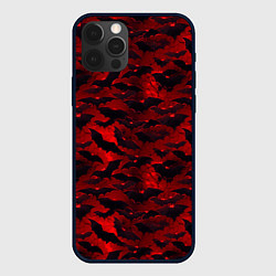 Чехол для iPhone 12 Pro Летучие мыши в красную ночь, цвет: 3D-черный