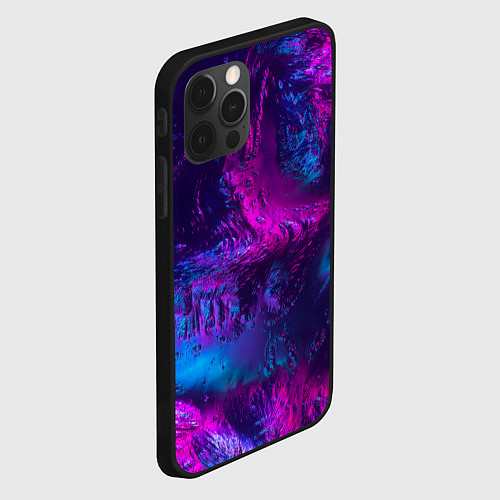 Чехол iPhone 12 Pro Неоновая абстракция синий и розовый / 3D-Черный – фото 2