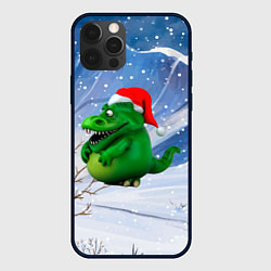 Чехол iPhone 12 Pro Толстый дракон на снежном фоне