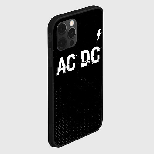 Чехол iPhone 12 Pro AC DC glitch на темном фоне: символ сверху / 3D-Черный – фото 2