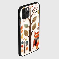 Чехол для iPhone 12 Pro Совы в осеннем лесу в стиле фолк-арт, цвет: 3D-черный — фото 2