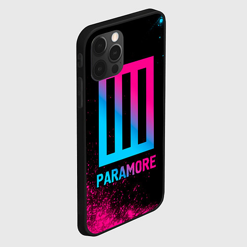 Чехол iPhone 12 Pro Paramore - neon gradient / 3D-Черный – фото 2