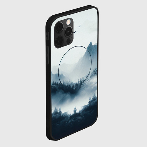 Чехол iPhone 12 Pro Утренние горы / 3D-Черный – фото 2