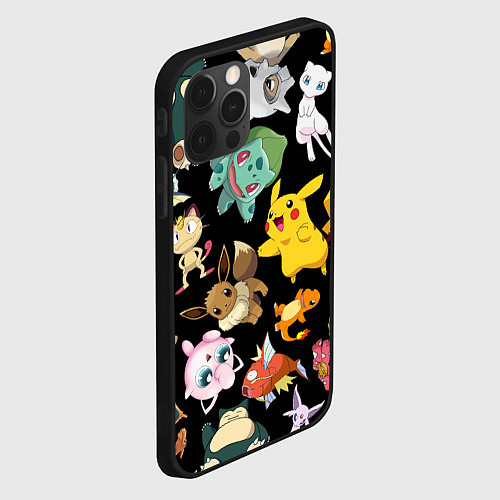 Чехол iPhone 12 Pro Пикачу и другие покемоны / 3D-Черный – фото 2