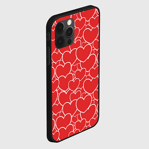 Чехол iPhone 12 Pro Сердечки любви / 3D-Черный – фото 2