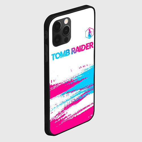 Чехол iPhone 12 Pro Tomb Raider neon gradient style посередине / 3D-Черный – фото 2