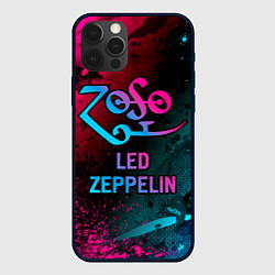 Чехол для iPhone 12 Pro Led Zeppelin - neon gradient, цвет: 3D-черный