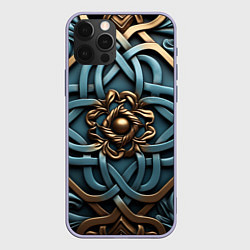 Чехол для iPhone 12 Pro Симметричный орнамент в кельтской стилистике, цвет: 3D-светло-сиреневый