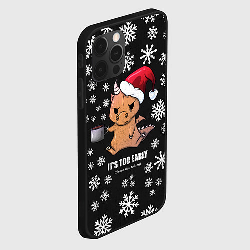 Чехол iPhone 12 Pro Дракон с кофе / 3D-Черный – фото 2