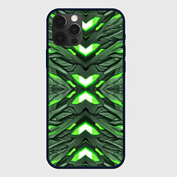 Чехол для iPhone 12 Pro Кибер неоновая броня зелёная, цвет: 3D-черный
