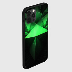 Чехол для iPhone 12 Pro Яркая зеленая геометрия, цвет: 3D-черный — фото 2