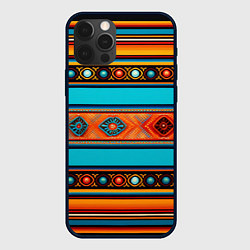 Чехол для iPhone 12 Pro Этнический принт в горизонтальную полоску, цвет: 3D-черный