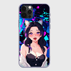 Чехол для iPhone 12 Pro Шинобу ахегао, цвет: 3D-светло-сиреневый