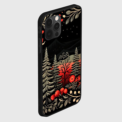 Чехол iPhone 12 Pro Новогодняя темная ночь / 3D-Черный – фото 2