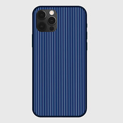 Чехол для iPhone 12 Pro Строгий синий в полоску, цвет: 3D-черный