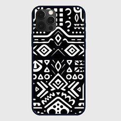 Чехол для iPhone 12 Pro Черно-белый абстрактный паттерн, цвет: 3D-черный