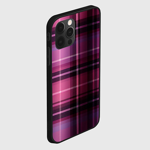 Чехол iPhone 12 Pro Фиолетовая шотландская клетка / 3D-Черный – фото 2