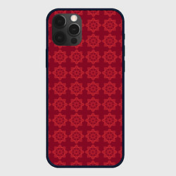 Чехол для iPhone 12 Pro Цветочный стилизованный паттерн бордовый, цвет: 3D-черный