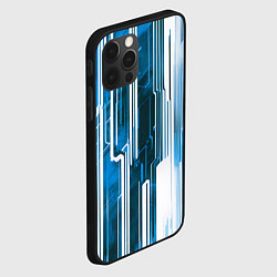 Чехол для iPhone 12 Pro Киберпанк полосы белый и синий, цвет: 3D-черный — фото 2