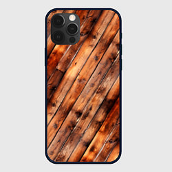 Чехол для iPhone 12 Pro Деревянная обшивка, цвет: 3D-черный