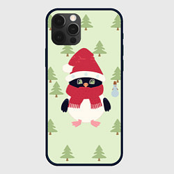 Чехол iPhone 12 Pro Пингвин в лесу со снеговиком