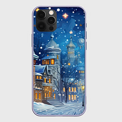 Чехол для iPhone 12 Pro Новогоднее настроение город, цвет: 3D-светло-сиреневый