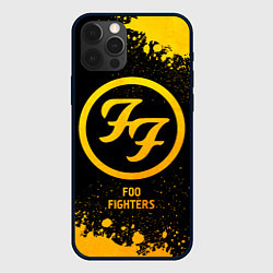 Чехол для iPhone 12 Pro Foo Fighters - gold gradient, цвет: 3D-черный