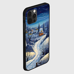 Чехол для iPhone 12 Pro Деревня новогодняя, цвет: 3D-черный — фото 2