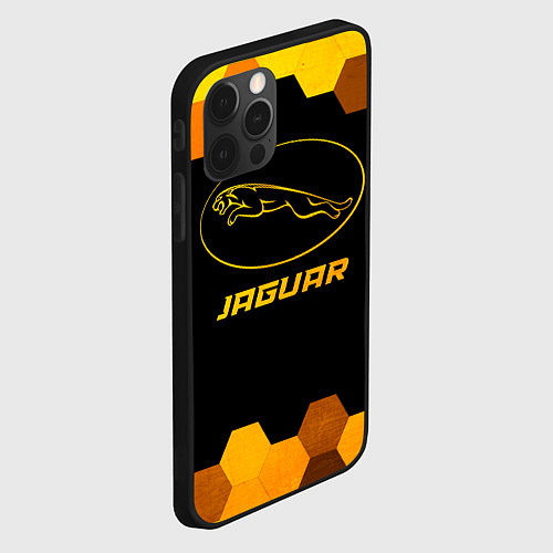 Чехол iPhone 12 Pro Jaguar - gold gradient / 3D-Черный – фото 2