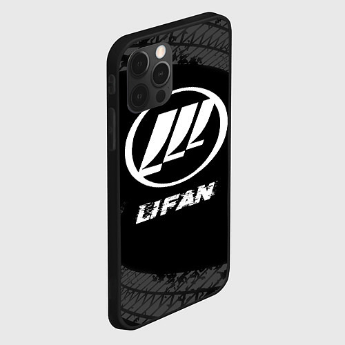 Чехол iPhone 12 Pro Lifan speed на темном фоне со следами шин / 3D-Черный – фото 2