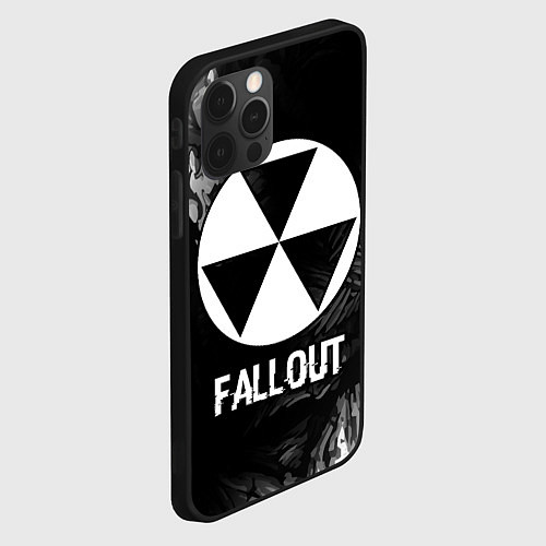 Чехол iPhone 12 Pro Fallout glitch на темном фоне / 3D-Черный – фото 2