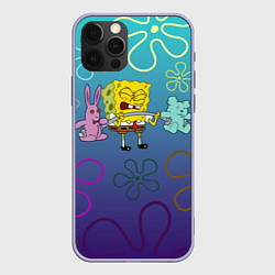 Чехол для iPhone 12 Pro Spongebob workout, цвет: 3D-светло-сиреневый