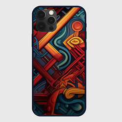 Чехол для iPhone 12 Pro Абстрактный узор в этническом стиле, цвет: 3D-черный