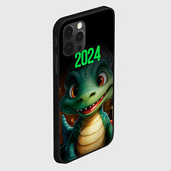 Чехол для iPhone 12 Pro 2024 зеленый дракончик, цвет: 3D-черный — фото 2