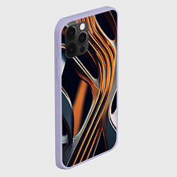 Чехол для iPhone 12 Pro Слияние красок оранжевого и чёрного абстракция, цвет: 3D-светло-сиреневый — фото 2