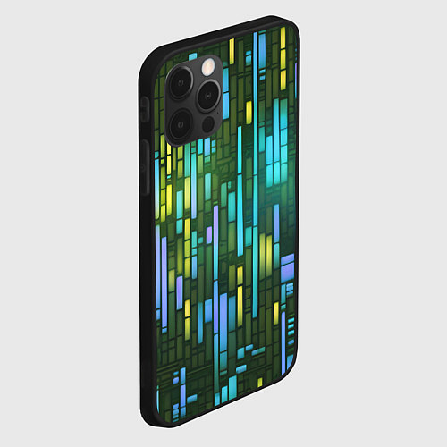 Чехол iPhone 12 Pro Неоновые полосы синие / 3D-Черный – фото 2