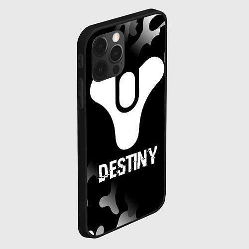 Чехол iPhone 12 Pro Destiny glitch на темном фоне / 3D-Черный – фото 2