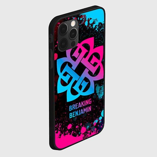 Чехол iPhone 12 Pro Breaking Benjamin - neon gradient / 3D-Черный – фото 2