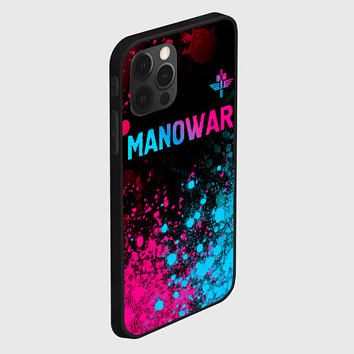 Чехол iPhone 12 Pro Manowar - neon gradient посередине / 3D-Черный – фото 2