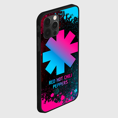 Чехол iPhone 12 Pro Red Hot Chili Peppers - neon gradient / 3D-Черный – фото 2