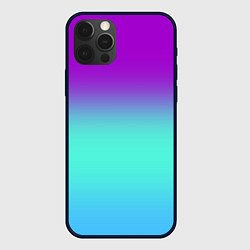 Чехол для iPhone 12 Pro Фиолетовый бирюзовый голубой неоновый градиент, цвет: 3D-черный