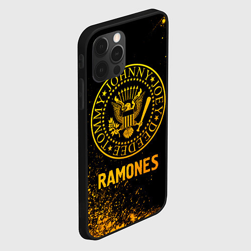 Чехол iPhone 12 Pro Ramones - gold gradient / 3D-Черный – фото 2