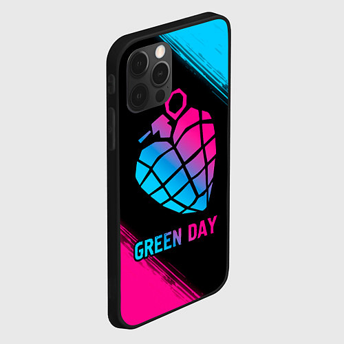 Чехол iPhone 12 Pro Green Day - neon gradient / 3D-Черный – фото 2